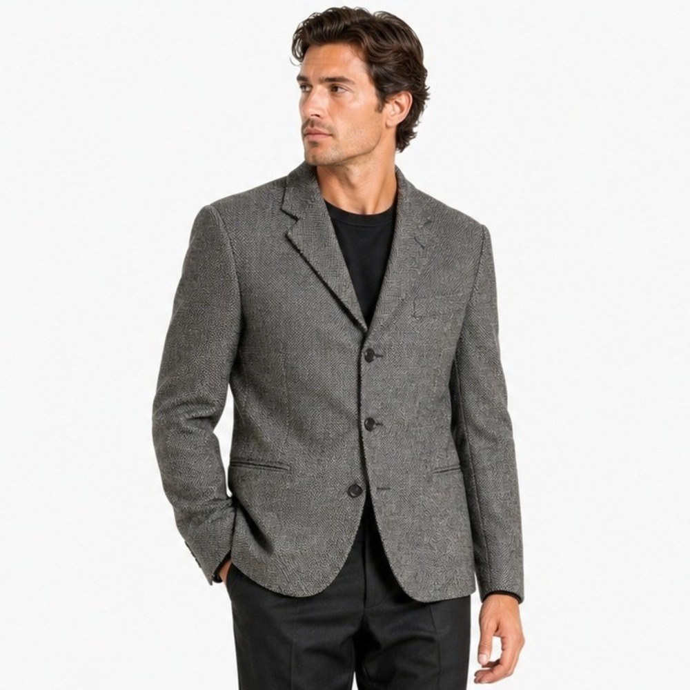 VTG 1990s Donna Karan Signature Italy Blazer 38S Grey Silk Wool Blend 38 Short